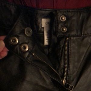 Black leather shorts